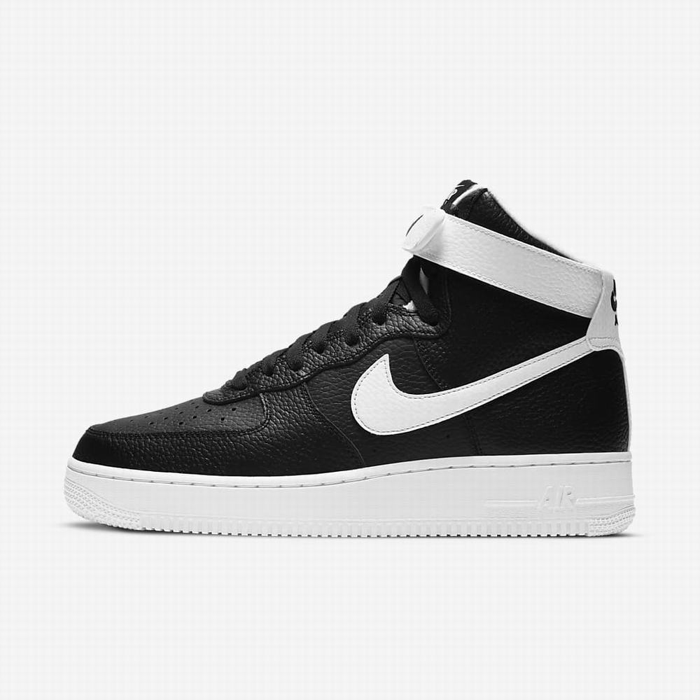 Nike Air Force 1 \'07 High Férfi Magasszárú Cipő Fekete Fehér | NI6435-V27