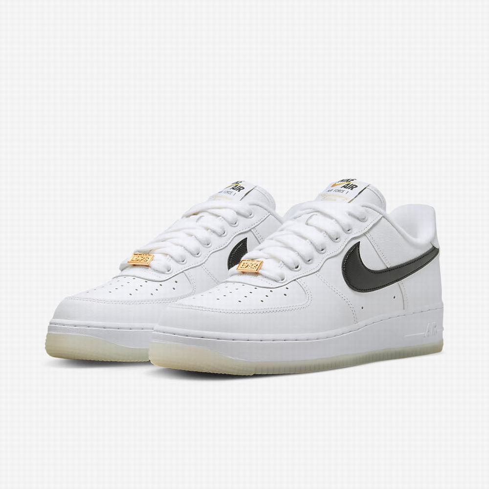Nike Air Force 1 '07 Premium Férfi Utcai Cipő Fehér Metal Arany Fekete | NI9524-G41