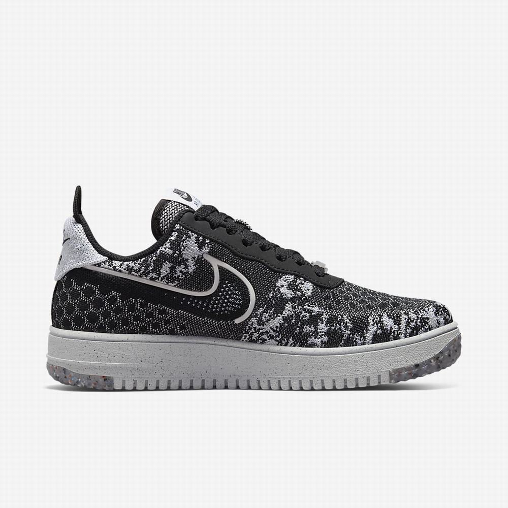 Nike Air Force 1 Crater Flyknit Next Nature Férfi Utcai Cipő Fekete Fehér Platina Fekete | NI0946-K51