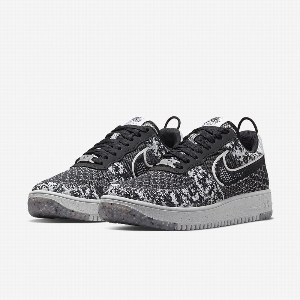 Nike Air Force 1 Crater Flyknit Next Nature Férfi Utcai Cipő Fekete Fehér Platina Fekete | NI0946-K51