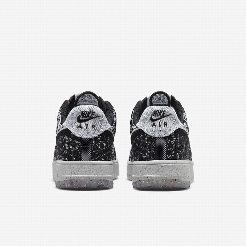 Nike Air Force 1 Crater Flyknit Next Nature Férfi Utcai Cipő Fekete Fehér Platina Fekete | NI0946-K51