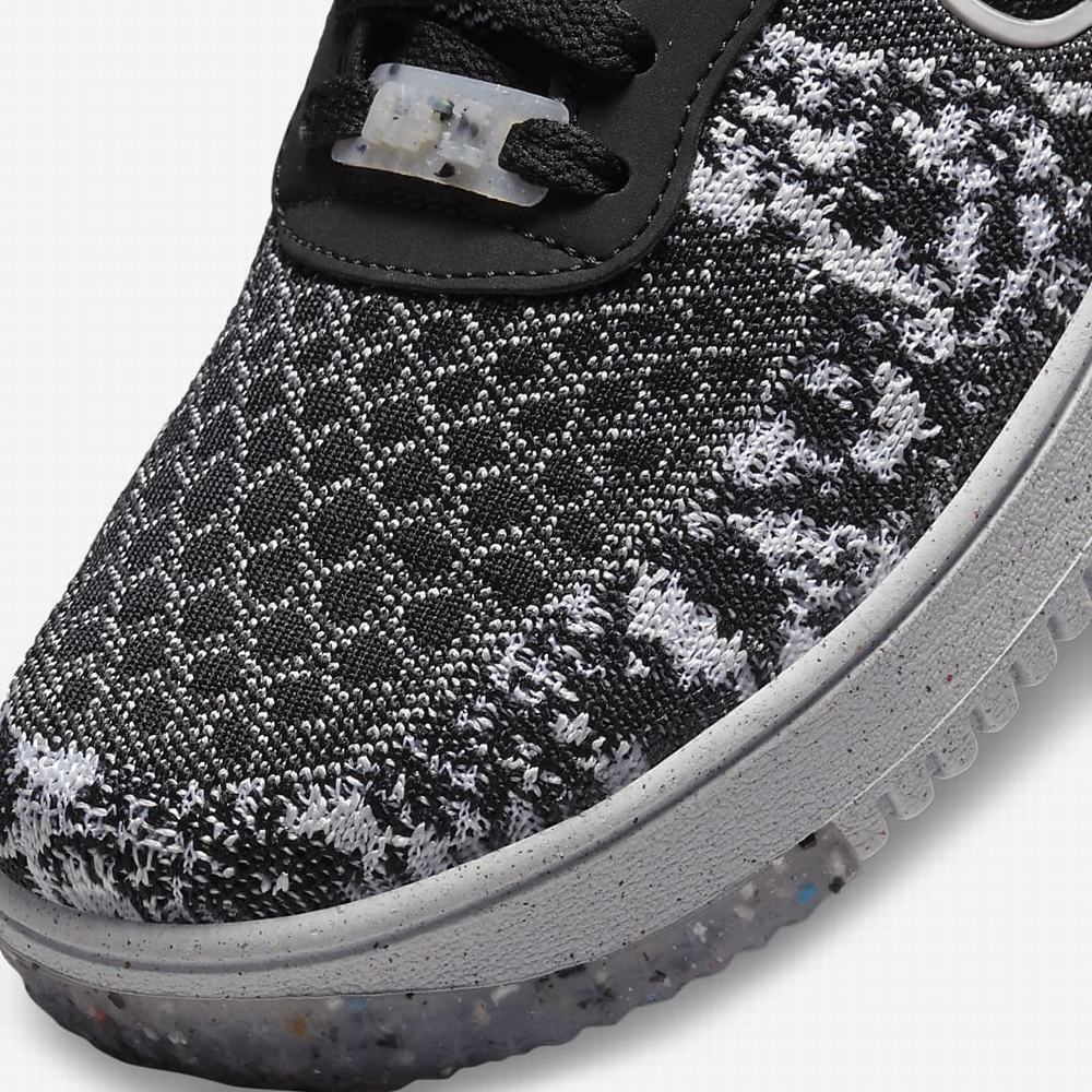 Nike Air Force 1 Crater Flyknit Next Nature Férfi Utcai Cipő Fekete Fehér Platina Fekete | NI0946-K51
