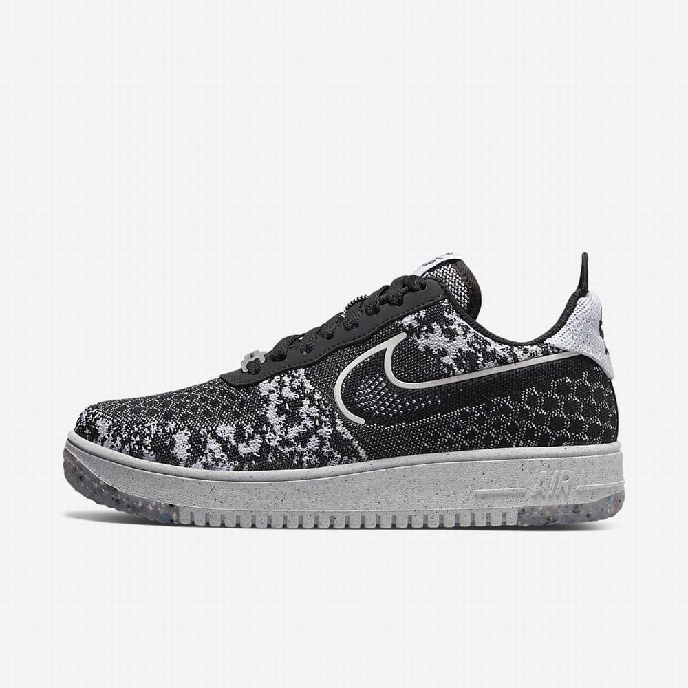 Nike Air Force 1 Crater Flyknit Next Nature Férfi Utcai Cipő Fekete Fehér Platina Fekete | NI0946-K51