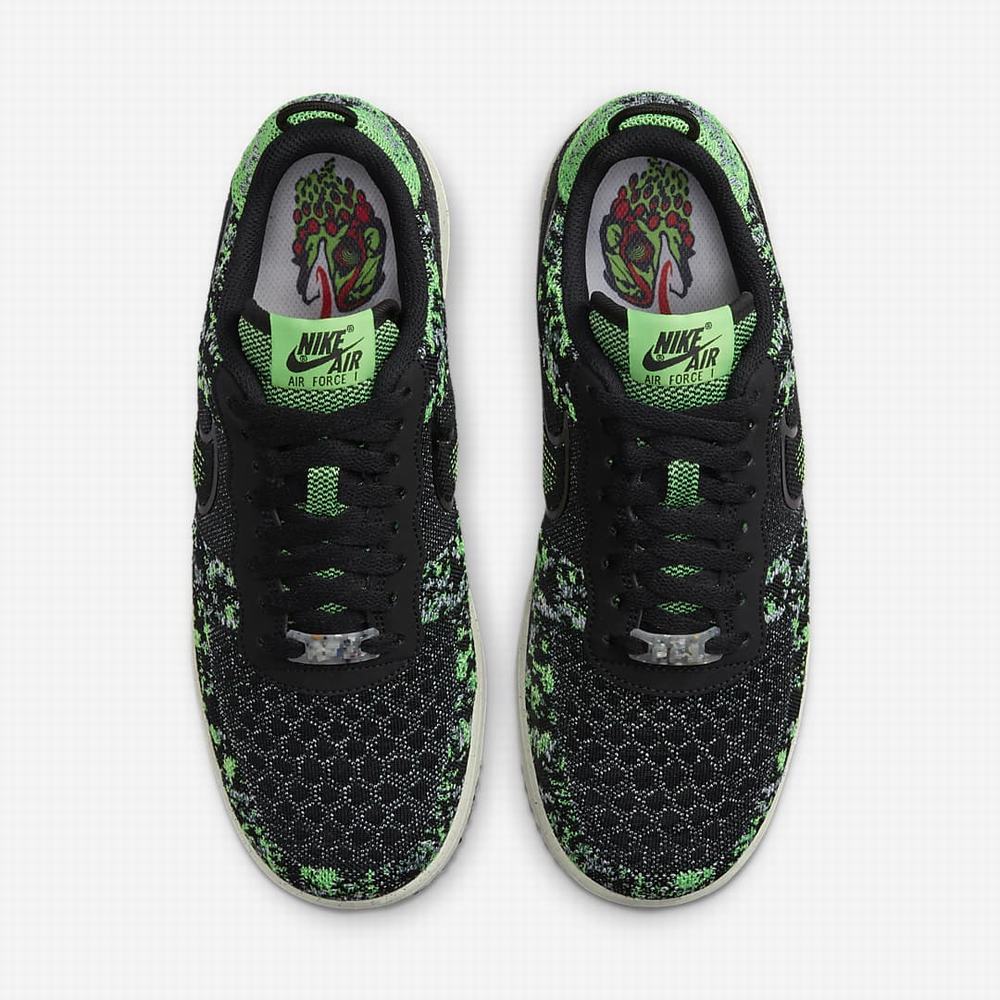 Nike Air Force 1 Crater Flyknit Next Nature Férfi Utcai Cipő Fekete Krém Zöld Világos Zöld Fekete | NI7245-L87