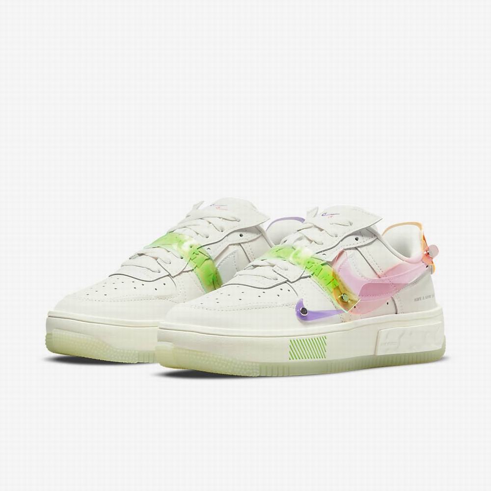 Nike Air Force 1 Fontanka Női Utcai Cipő Bézs Zöld Fehér | NI6837-G39