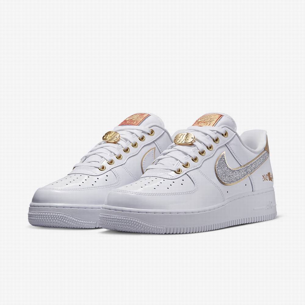 Nike Air Force 1 Férfi Utcai Cipő Fehér Arany | NI6082-C37
