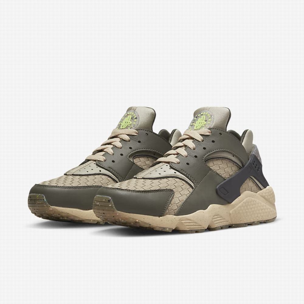 Nike Air Huarache Crater Premium Férfi Utcai Cipő Khaki Fekete Szürke Világos Zöld | NI3472-S97