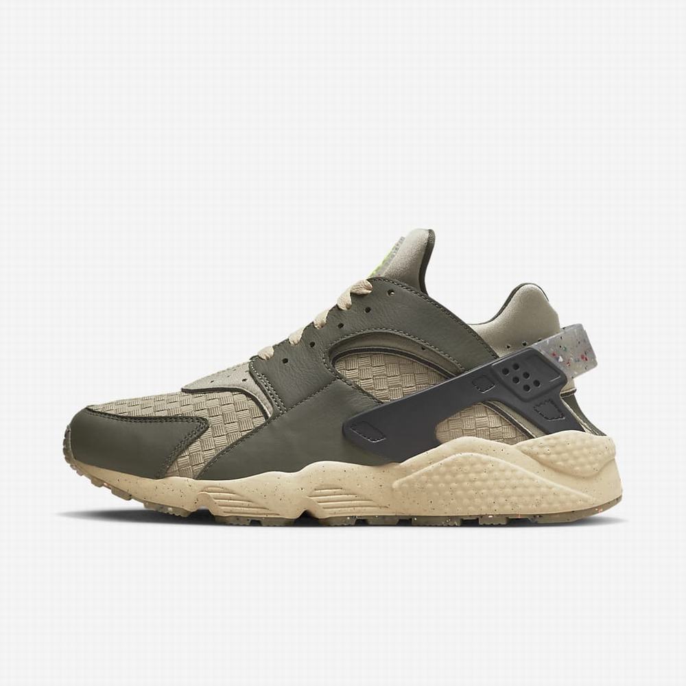 Nike Air Huarache Crater Premium Férfi Utcai Cipő Khaki Fekete Szürke Világos Zöld | NI3472-S97