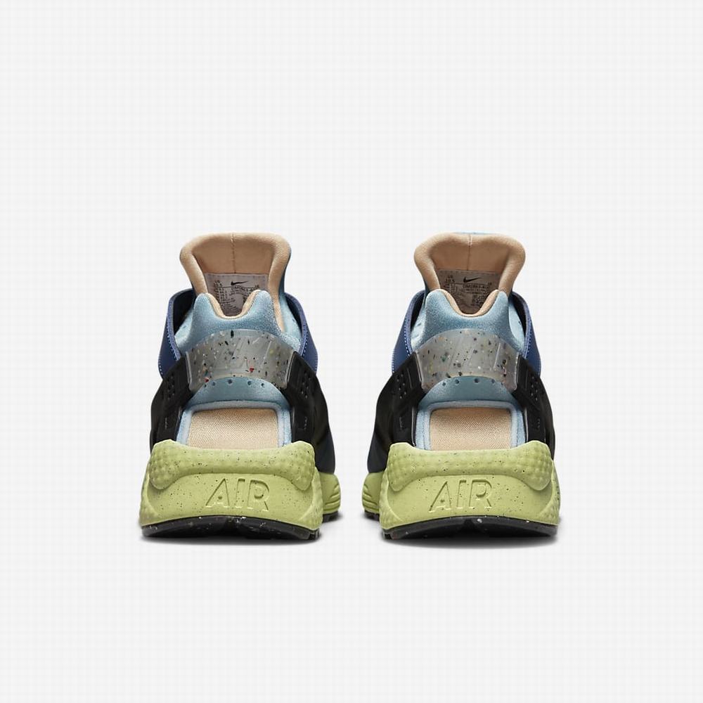 Nike Air Huarache Crater Premium Férfi Utcai Cipő Sötétkék Kék Fehér Fekete Világos Citrom | NI7329-F07