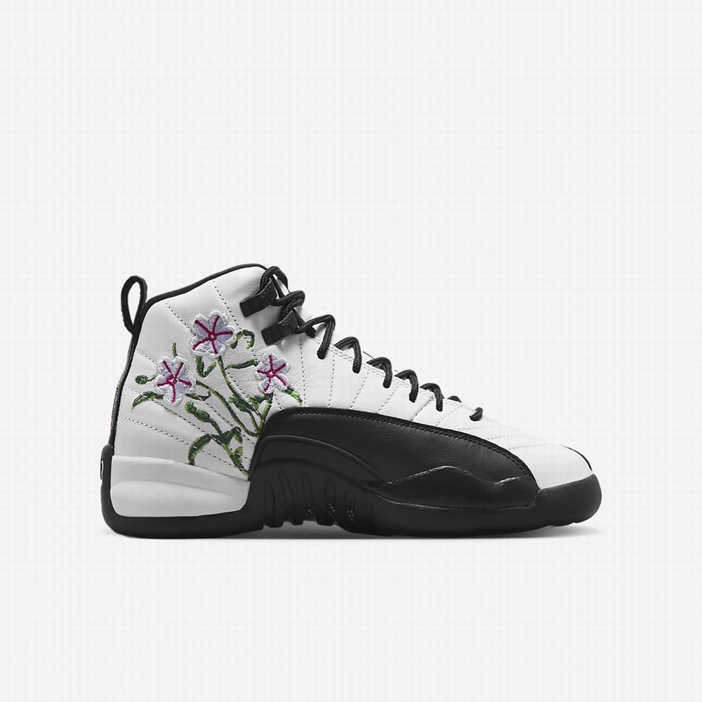 Nike Air Jordan 12 Retro Gyerek Kosárlabda Cipő Fehér Zöld Levendula Fekete | NI7209-Z49