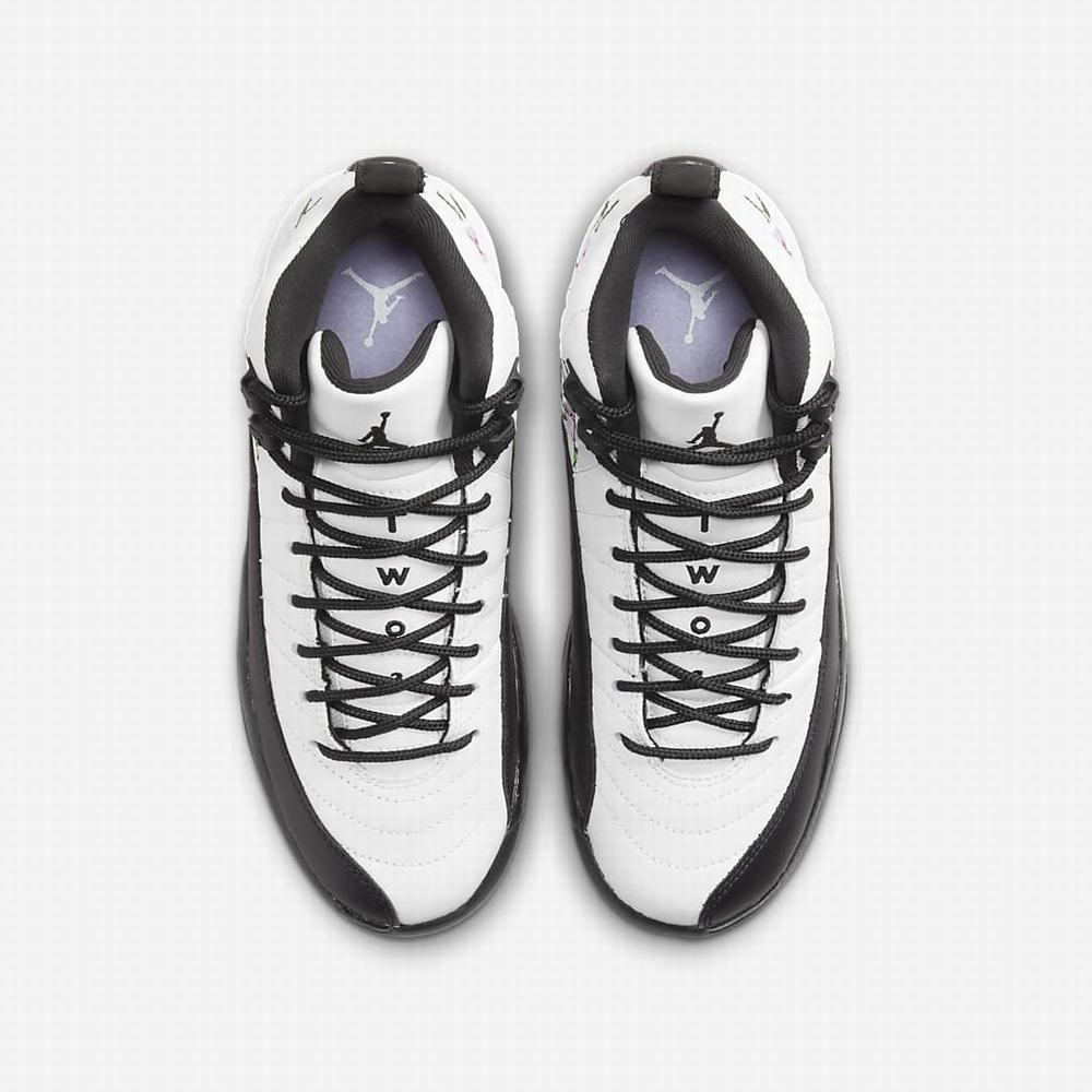 Nike Air Jordan 12 Retro Gyerek Kosárlabda Cipő Fehér Zöld Levendula Fekete | NI7209-Z49