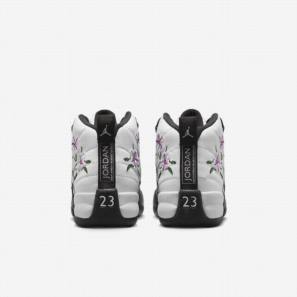 Nike Air Jordan 12 Retro Gyerek Kosárlabda Cipő Fehér Zöld Levendula Fekete | NI7209-Z49