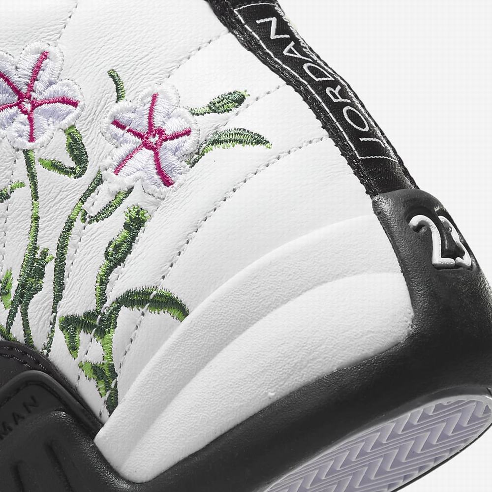 Nike Air Jordan 12 Retro Gyerek Kosárlabda Cipő Fehér Zöld Levendula Fekete | NI7209-Z49