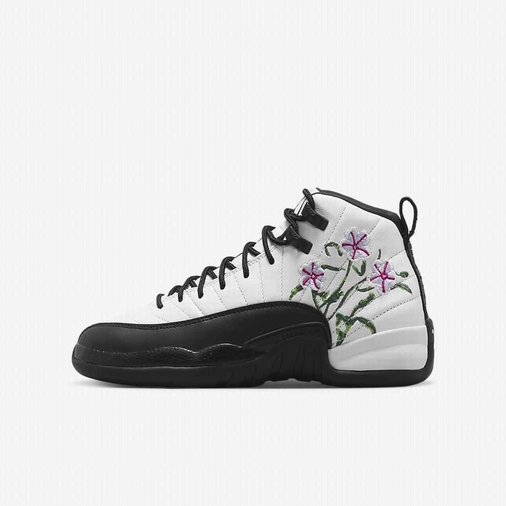 Nike Air Jordan 12 Retro Gyerek Kosárlabda Cipő Fehér Zöld Levendula Fekete | NI7209-Z49