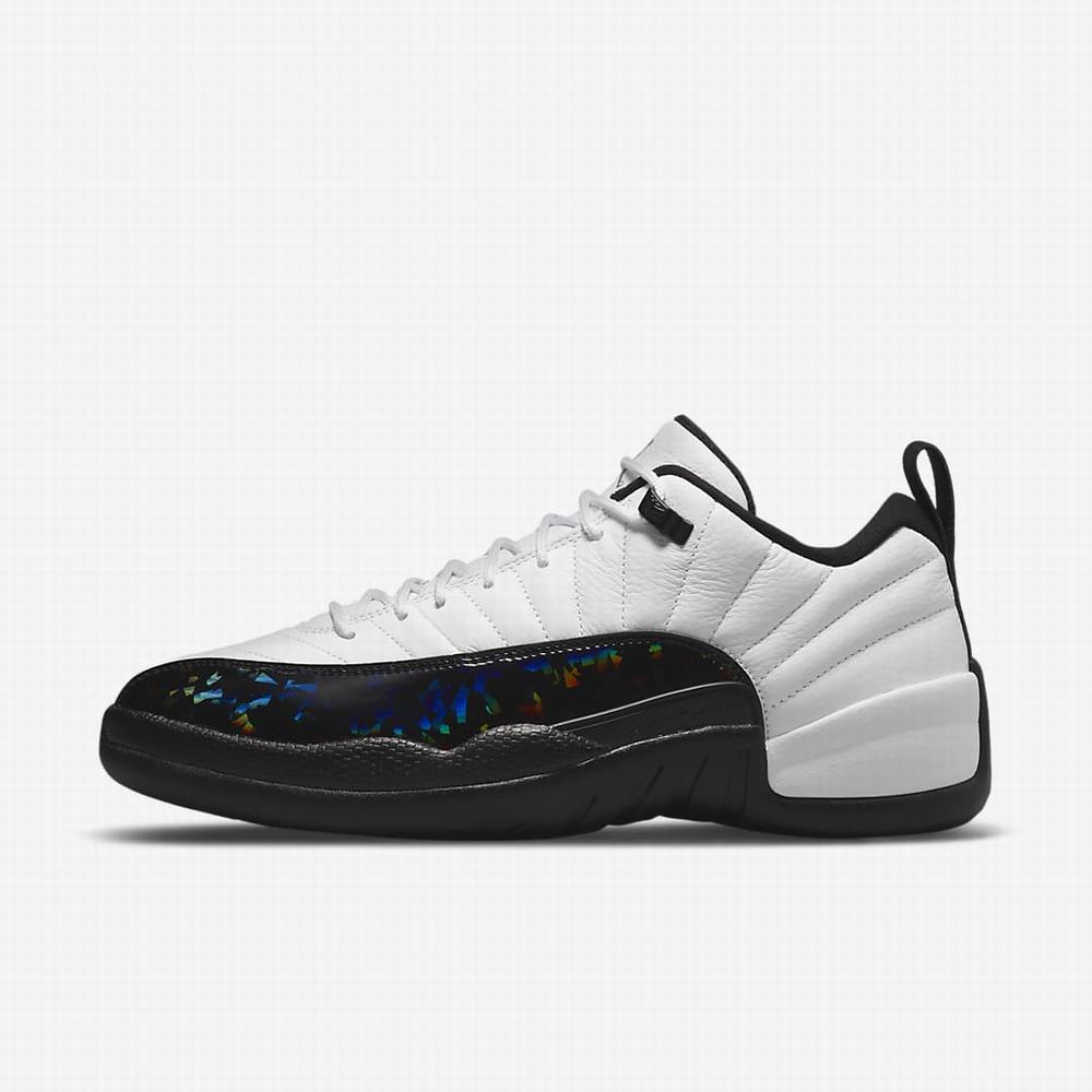 Nike Air Jordan 12 Retro Low Férfi Utcai Cipő Fehér Metal Titán Fekete | NI1056-G34