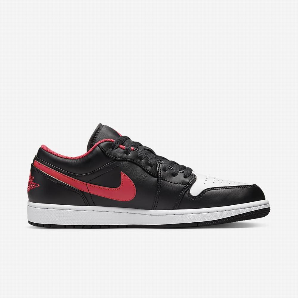 Nike Air Jordan 1 Low Férfi Utcai Cipő Fekete Fehér Piros | NI0832-A07