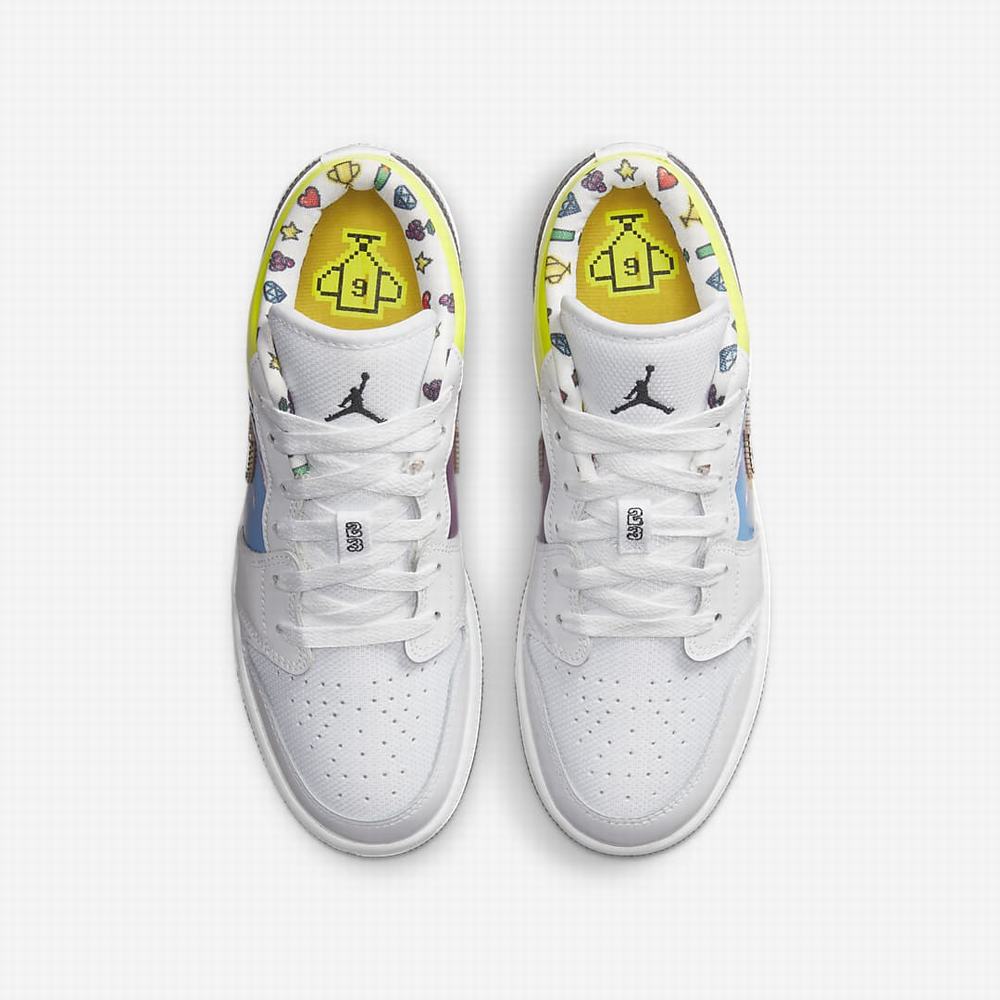 Nike Air Jordan 1 Low Gyerek Jordan Cipő Fehér Fekete Citrom Rózsaszín | NI9746-T26