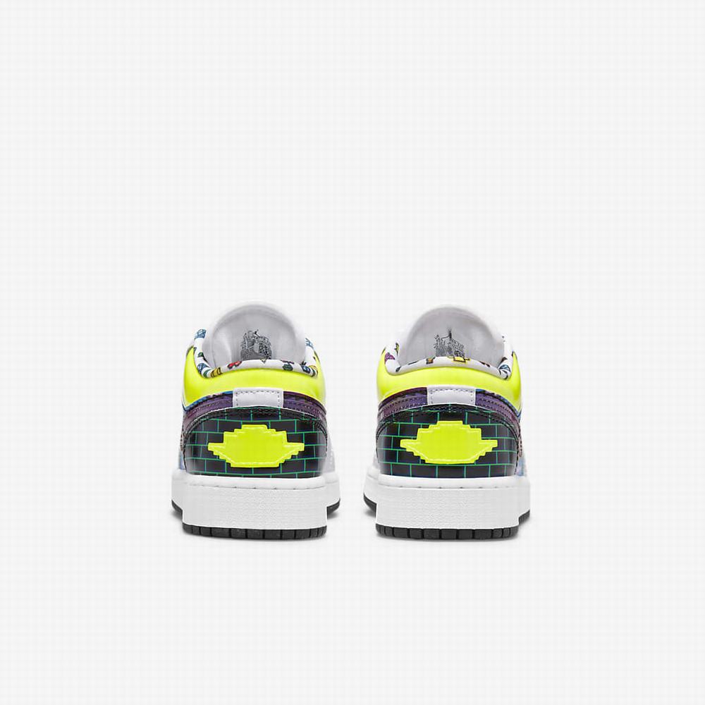 Nike Air Jordan 1 Low Gyerek Jordan Cipő Fehér Fekete Citrom Rózsaszín | NI9746-T26