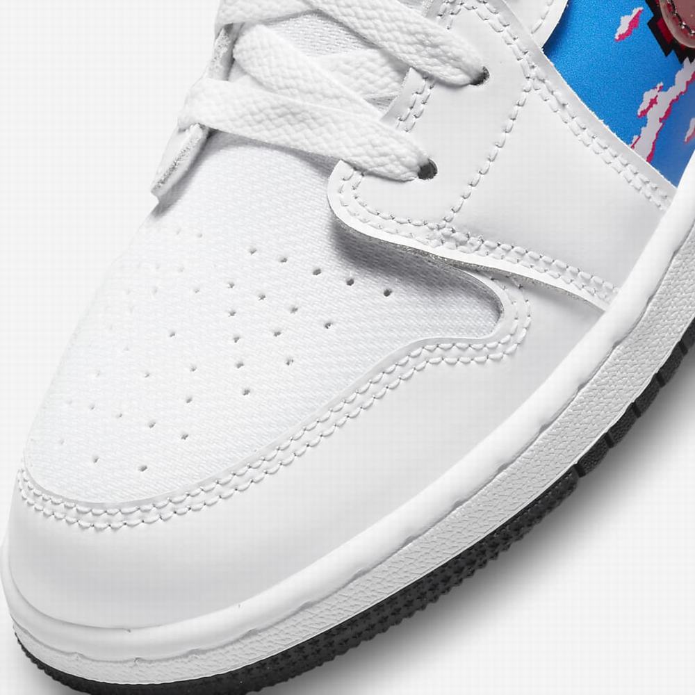 Nike Air Jordan 1 Low Gyerek Jordan Cipő Fehér Fekete Citrom Rózsaszín | NI9746-T26