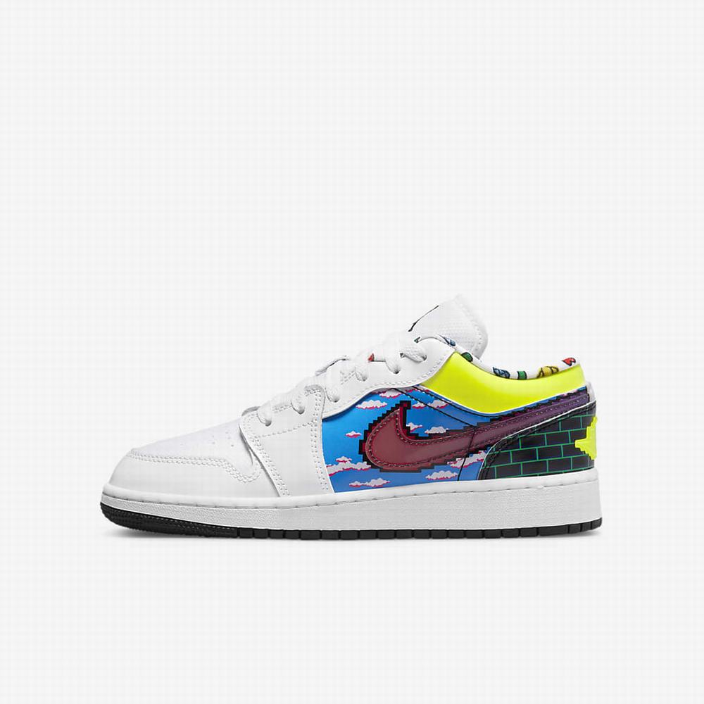 Nike Air Jordan 1 Low Gyerek Jordan Cipő Fehér Fekete Citrom Rózsaszín | NI9746-T26