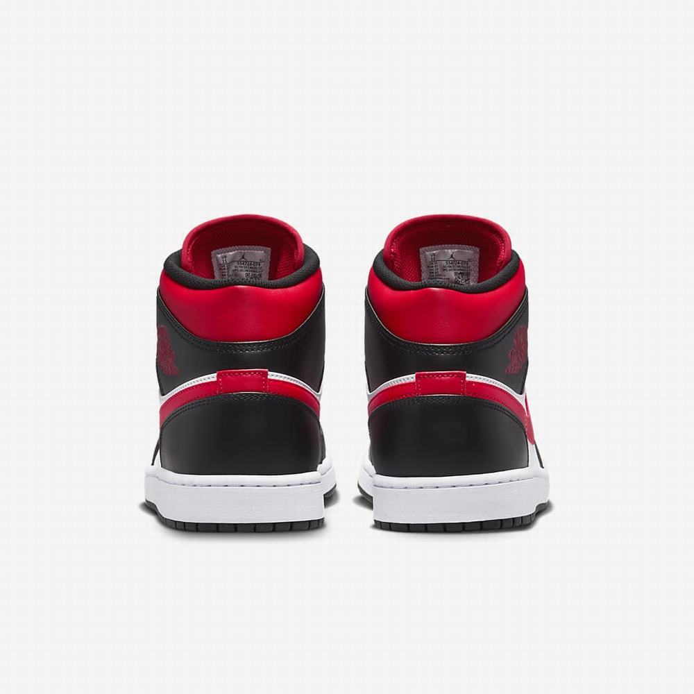 Nike Air Jordan 1 Mid Férfi Jordan Cipő Fekete Fehér Piros | NI5284-T91