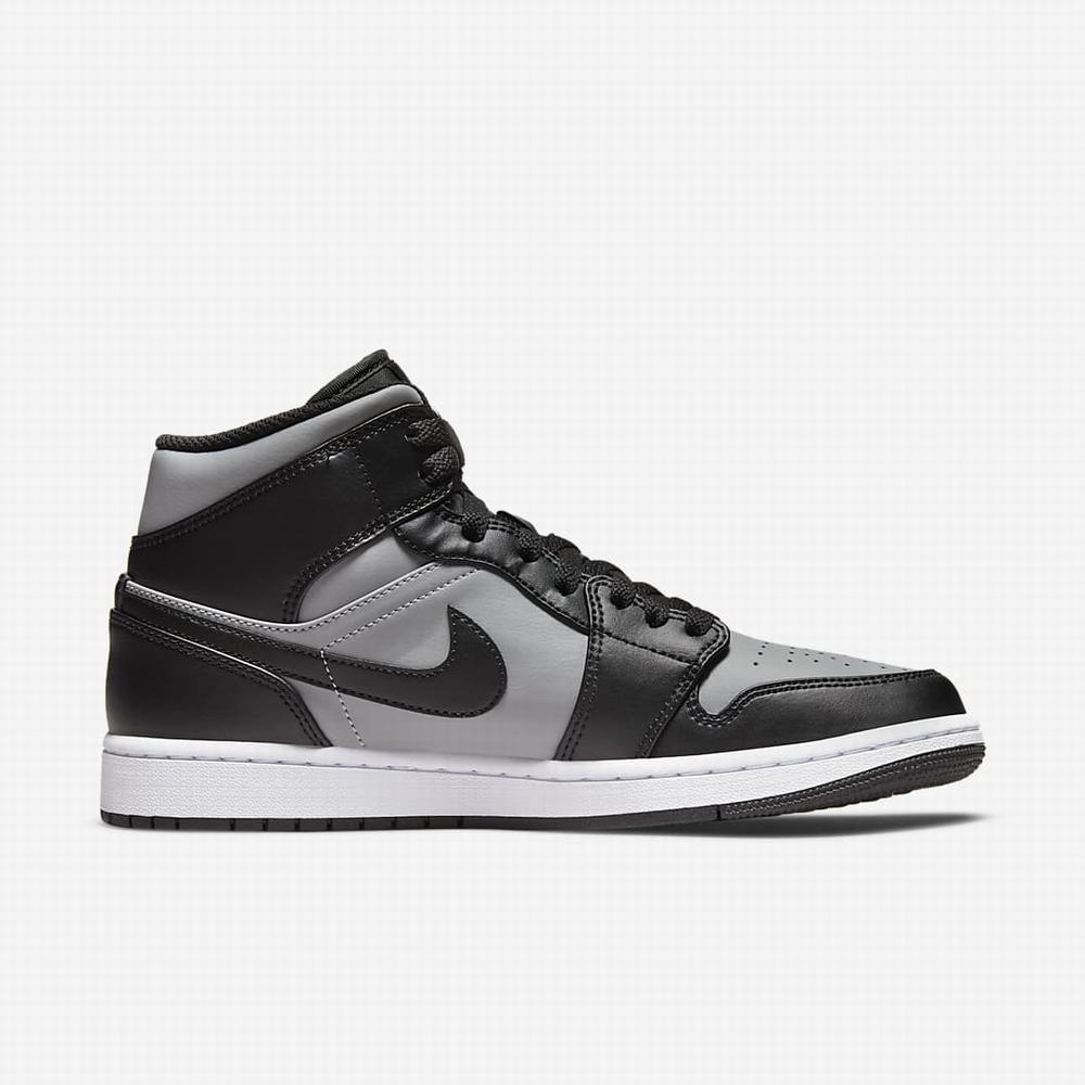 Nike Air Jordan 1 Mid Férfi Utcai Cipő Fekete Szürke Fehér Piros | NI0921-V30