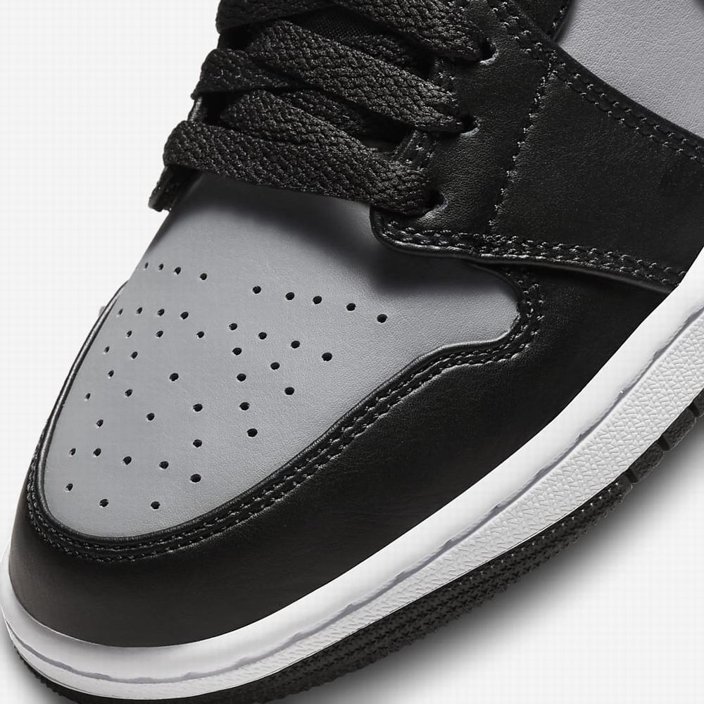Nike Air Jordan 1 Mid Férfi Utcai Cipő Fekete Szürke Fehér Piros | NI0921-V30