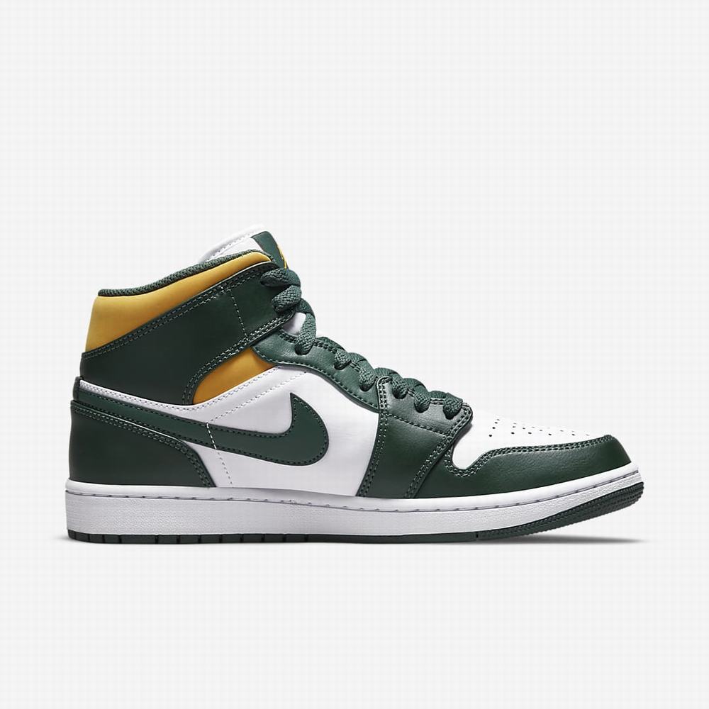 Nike Air Jordan 1 Mid Férfi Utcai Cipő Zöld Fehér | NI7681-X01