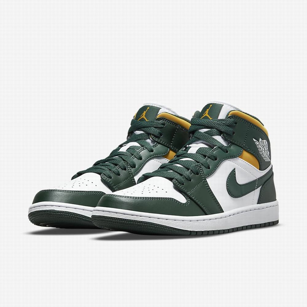 Nike Air Jordan 1 Mid Férfi Utcai Cipő Zöld Fehér | NI7681-X01