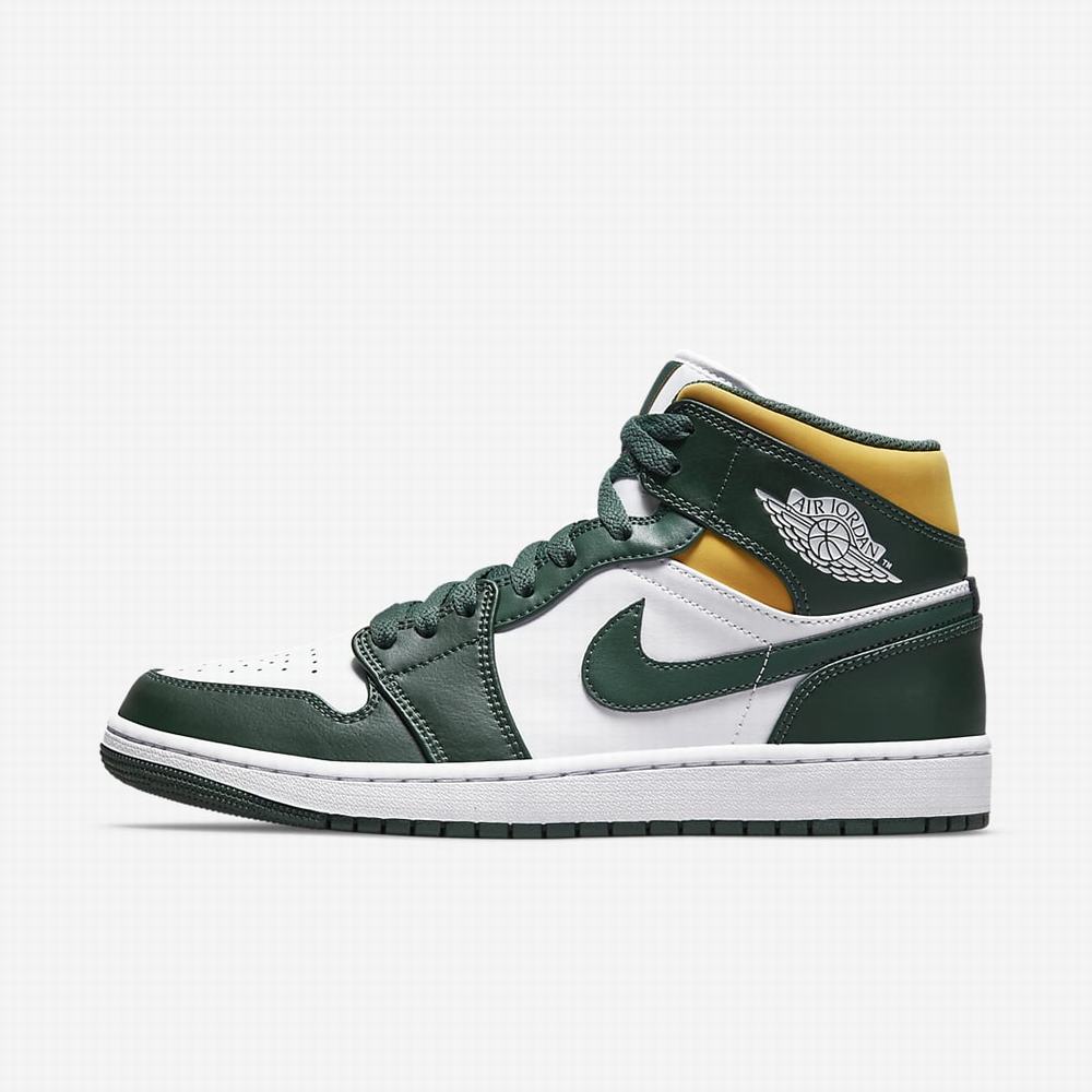 Nike Air Jordan 1 Mid Férfi Utcai Cipő Zöld Fehér | NI7681-X01