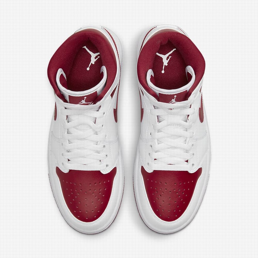 Nike Air Jordan 1 Mid Női Jordan Cipő Fehér Bordó | NI7605-D52