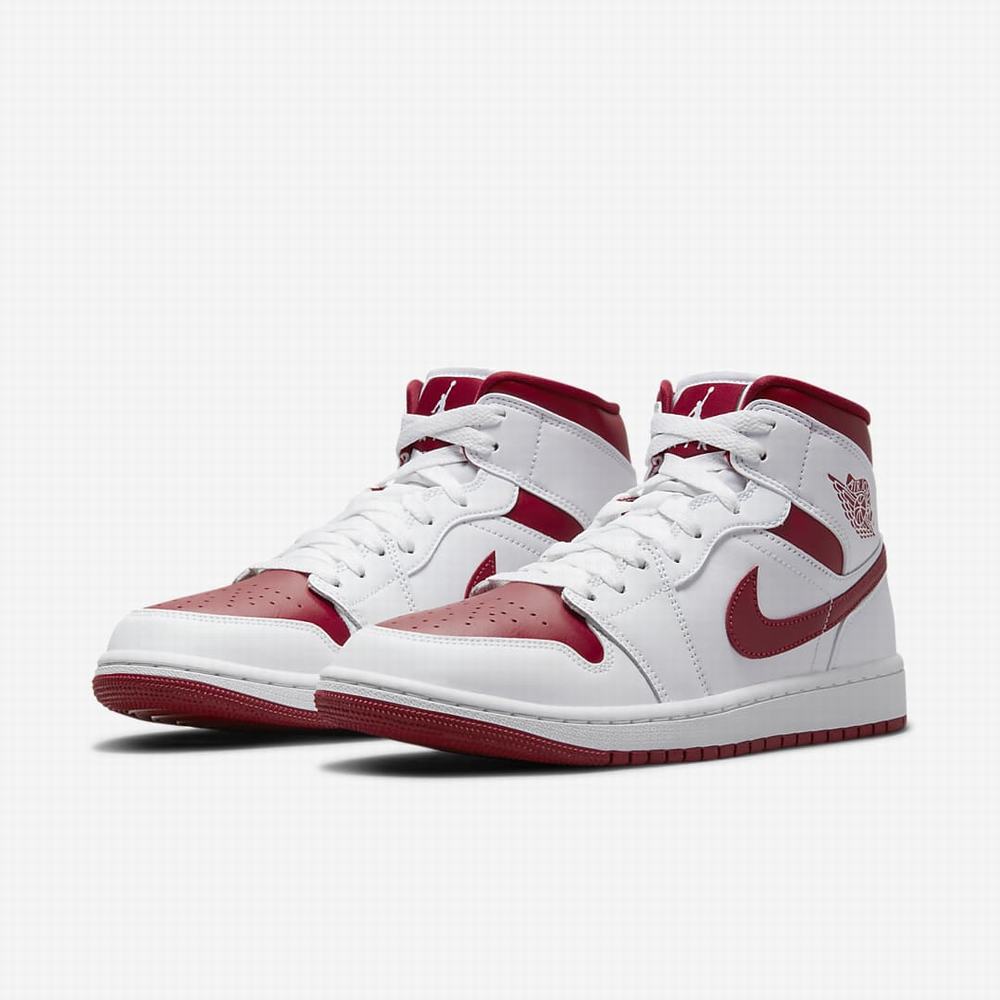 Nike Air Jordan 1 Mid Női Jordan Cipő Fehér Bordó | NI7605-D52