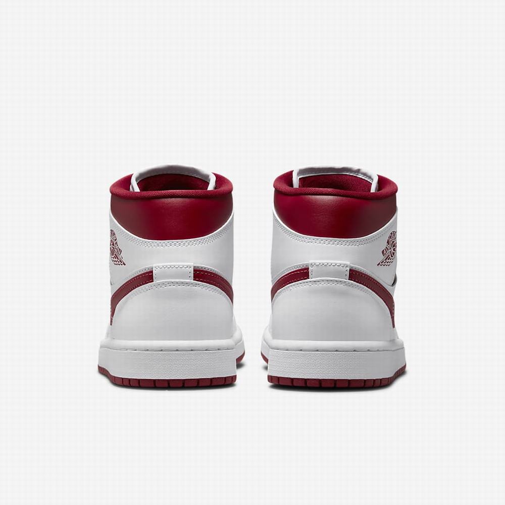 Nike Air Jordan 1 Mid Női Jordan Cipő Fehér Bordó | NI7605-D52