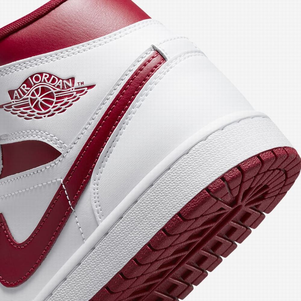 Nike Air Jordan 1 Mid Női Jordan Cipő Fehér Bordó | NI7605-D52