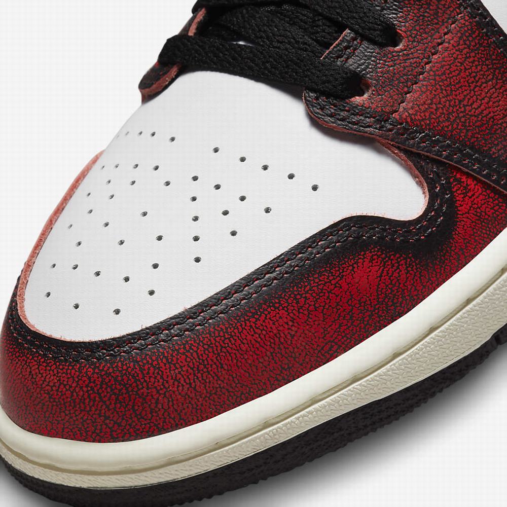 Nike Air Jordan 1 Mid SE Férfi Utcai Cipő Fekete Fehér Piros | NI8536-B71