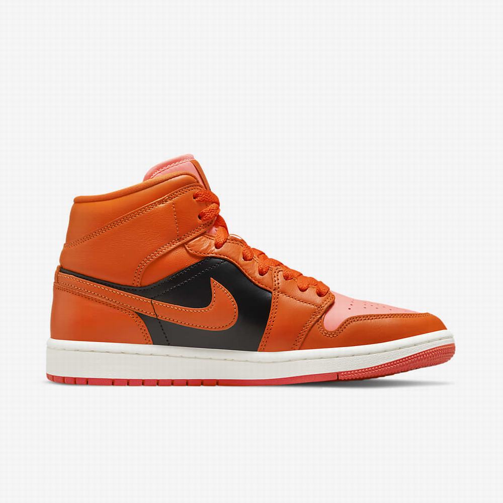 Nike Air Jordan 1 Mid SE Női Utcai Cipő Piros Fekete Narancssárga | NI4920-Q62