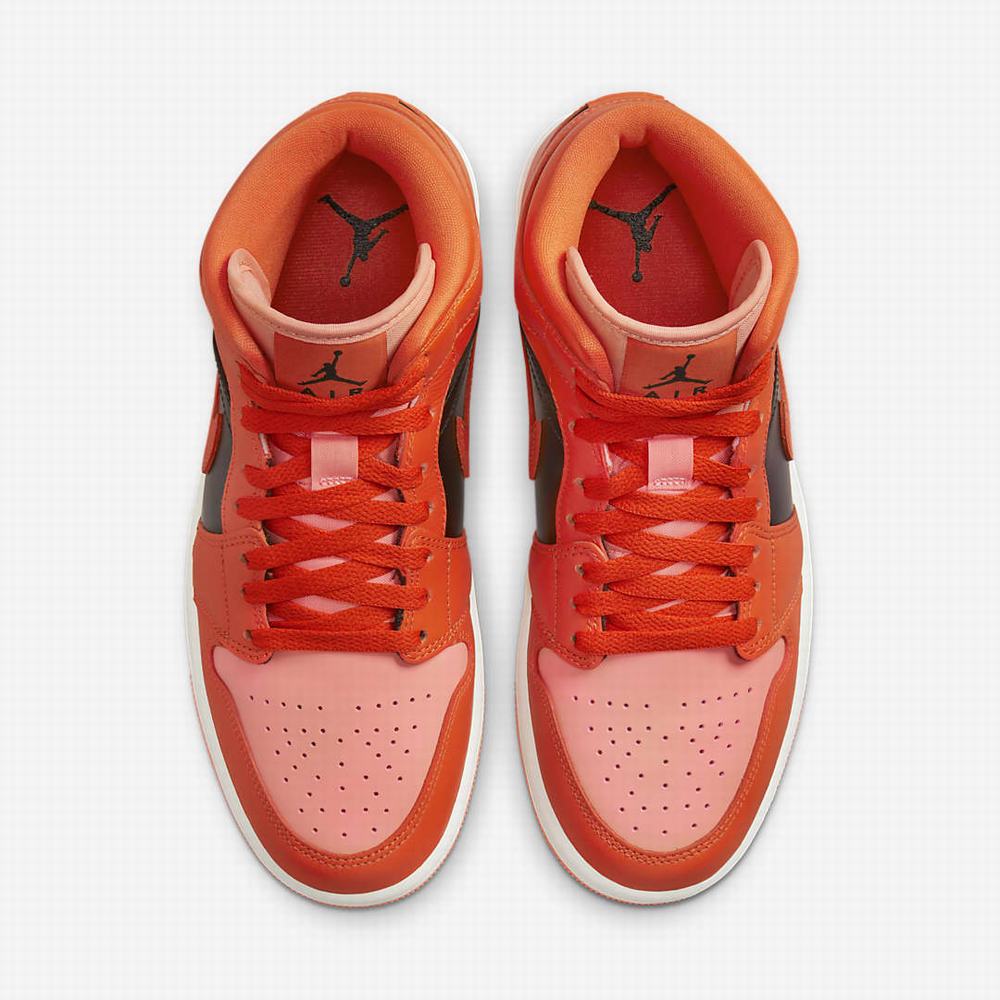 Nike Air Jordan 1 Mid SE Női Utcai Cipő Piros Fekete Narancssárga | NI4920-Q62