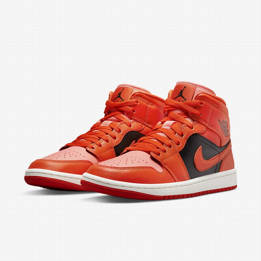 Nike Air Jordan 1 Mid SE Női Utcai Cipő Piros Fekete Narancssárga | NI4920-Q62