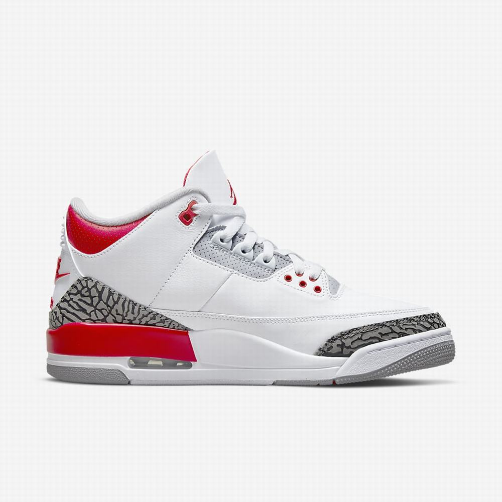 Nike Air Jordan 3 Retro Férfi Utcai Cipő Fehér Fekete Szürke Piros | NI5910-P29