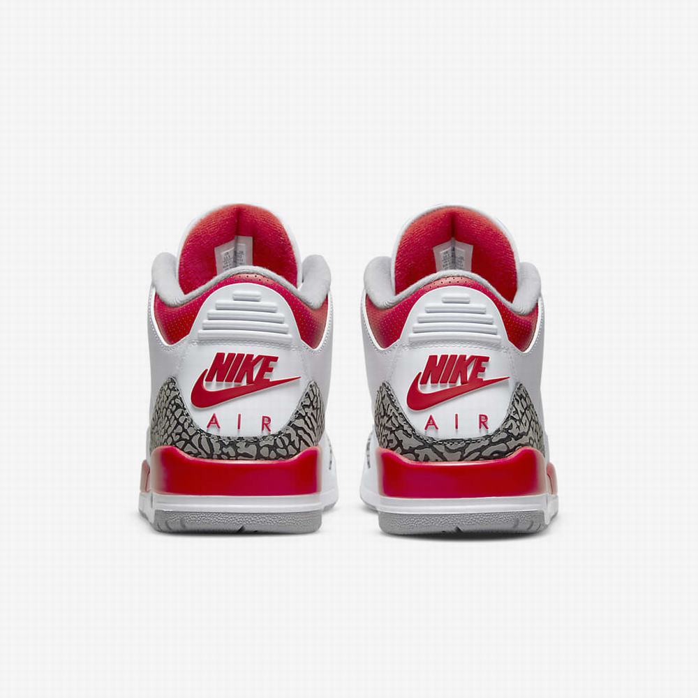 Nike Air Jordan 3 Retro Férfi Utcai Cipő Fehér Fekete Szürke Piros | NI5910-P29