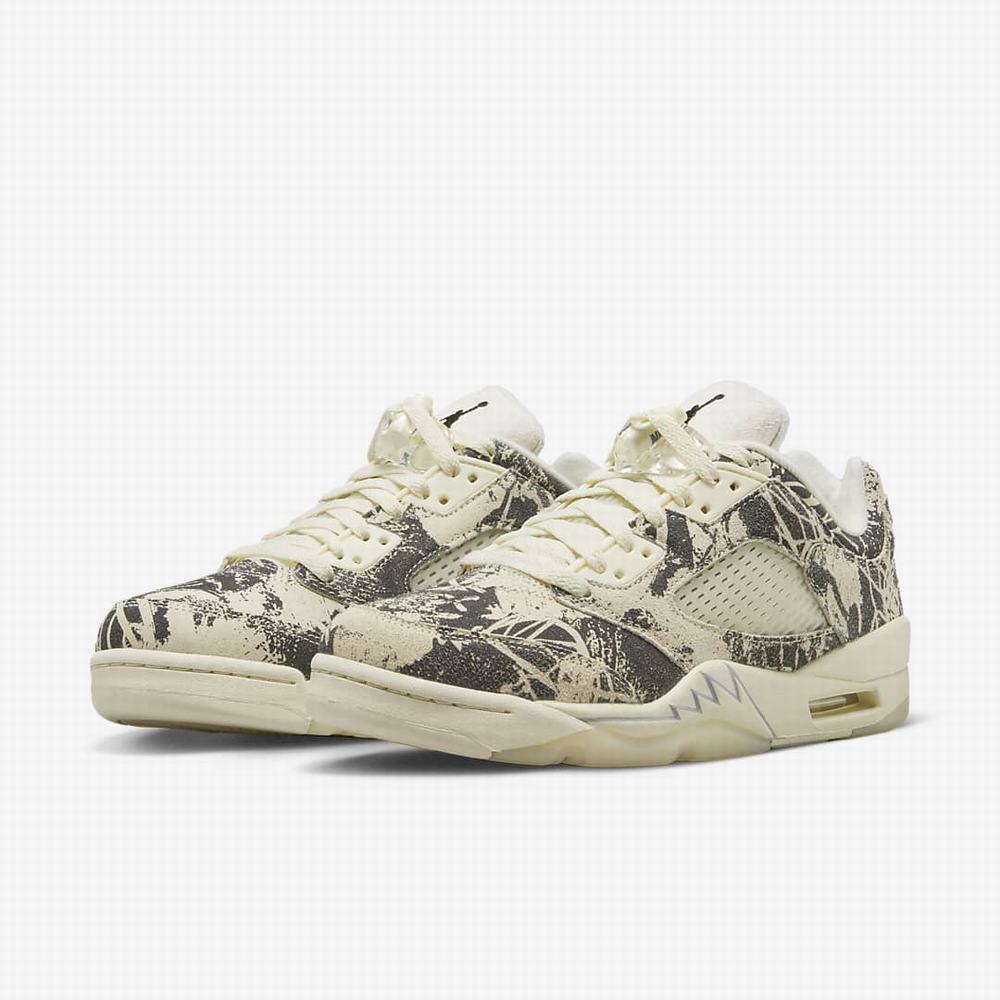 Nike Air Jordan 5 Retro Low Női Jordan Cipő Bézs Fehér Fekete | NI3469-M18