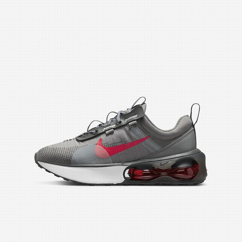 Nike Air Max 2021 Gyerek Utcai Cipő Szürke Fehér Piros | NI8627-E50