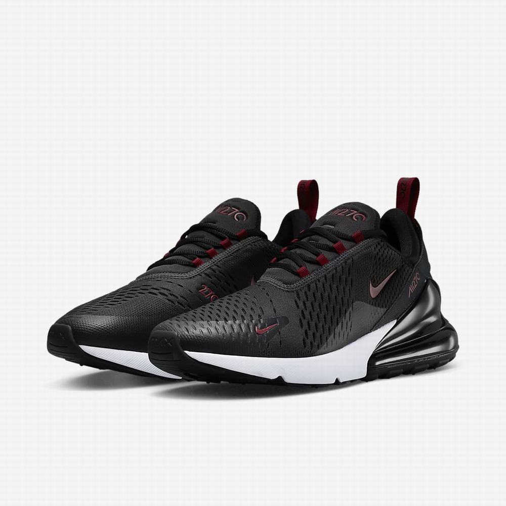 Nike Air Max 270 Férfi Utcai Cipő Sötétszürke Fekete Fehér Piros | NI5061-L32