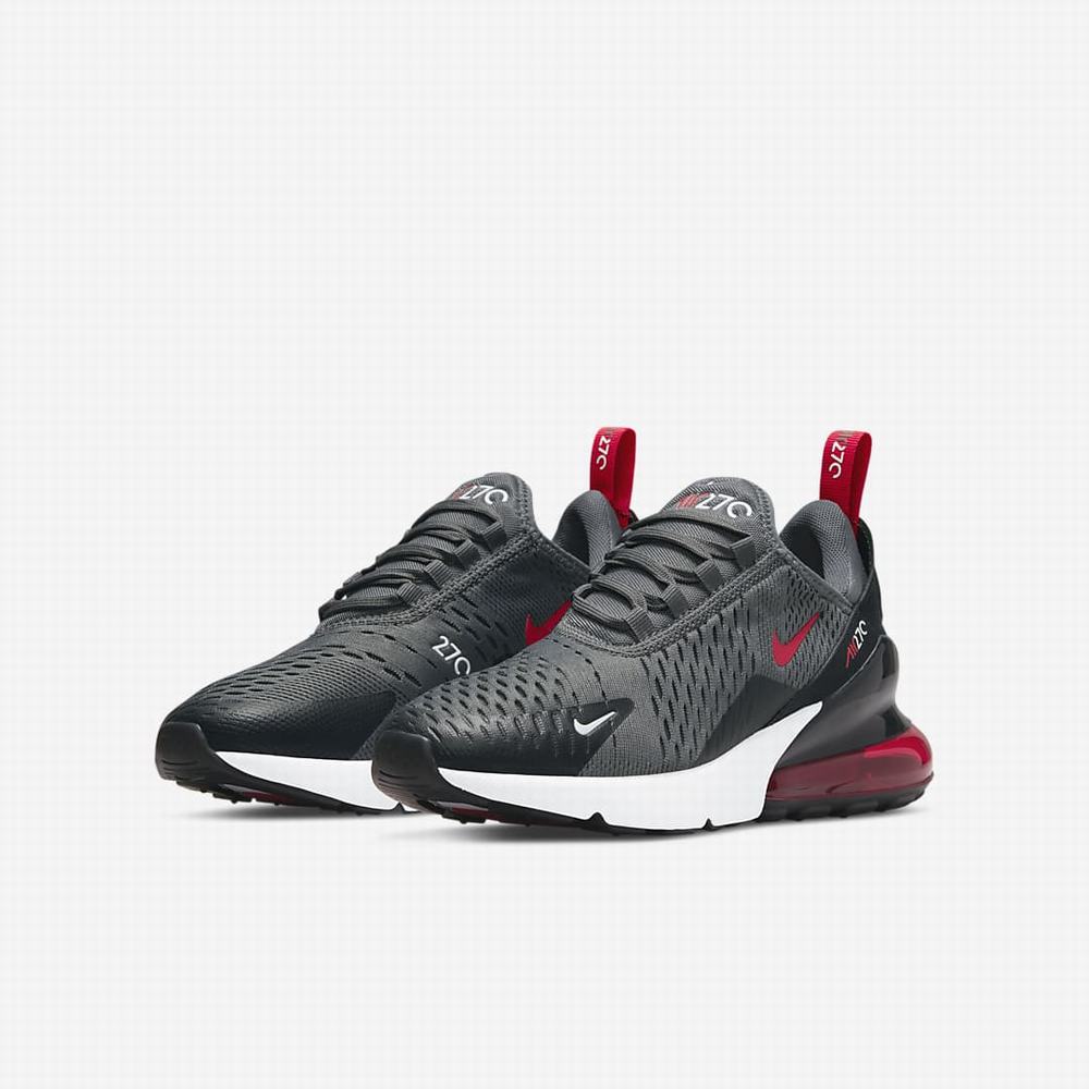 Nike Air Max 270 Gyerek Utcai Cipő Szürke Fekete Fehér Piros | NI9413-L59