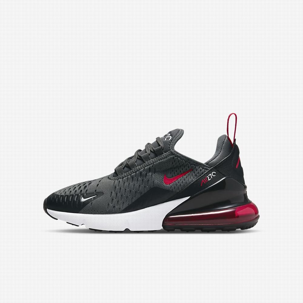 Nike Air Max 270 Gyerek Utcai Cipő Szürke Fekete Fehér Piros | NI9413-L59