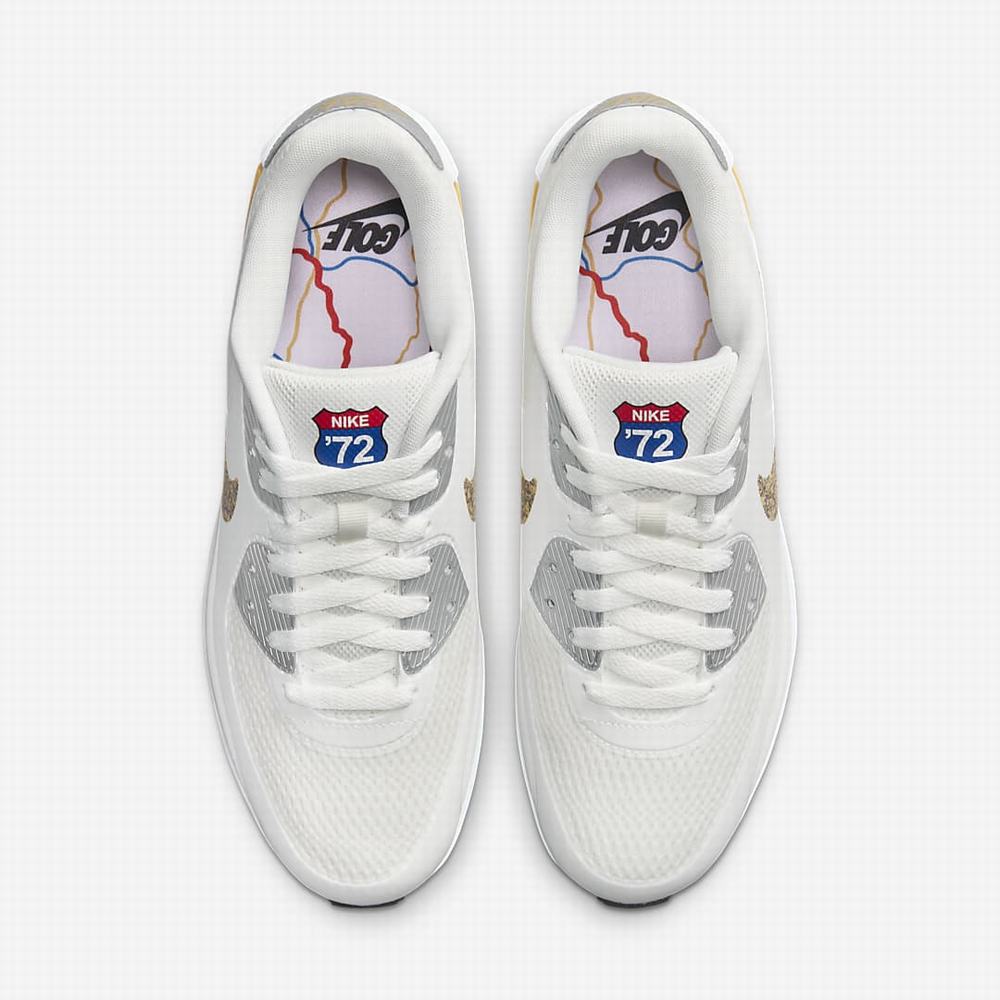 Nike Air Max 90 G Férfi Golf Cipő Fehér Metal Titán Arany | NI4027-N15