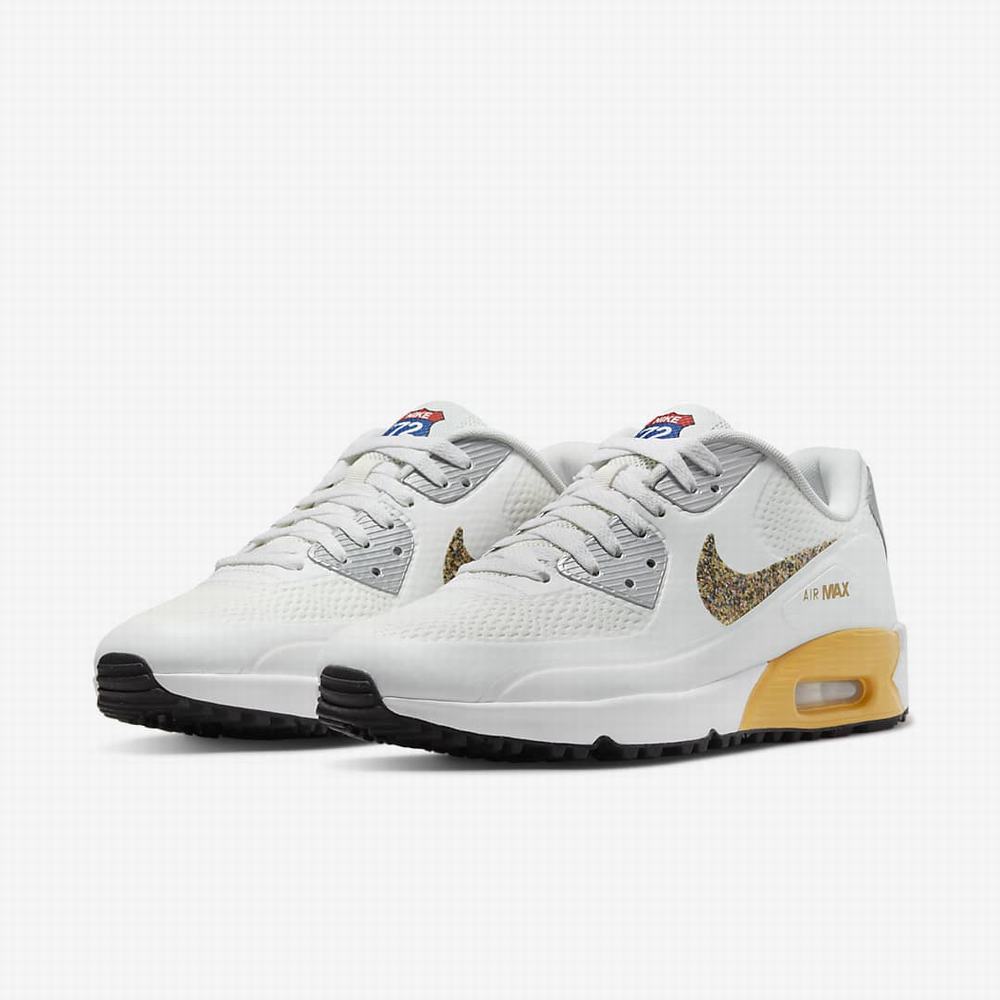 Nike Air Max 90 G Női Golf Cipő Fehér Metal Titán Arany | NI9782-B51