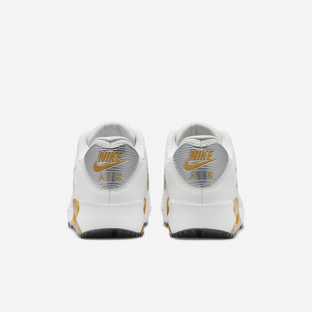 Nike Air Max 90 G Női Golf Cipő Fehér Metal Titán Arany | NI9782-B51