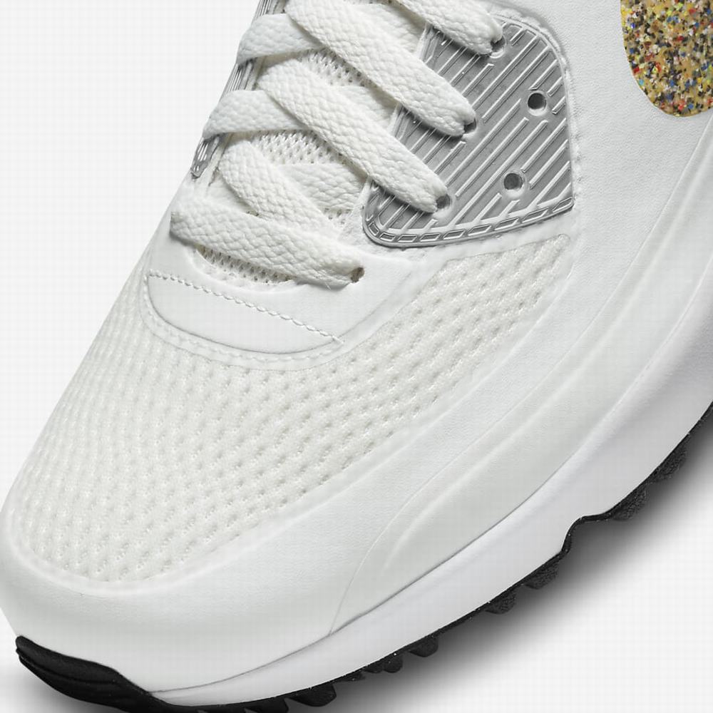 Nike Air Max 90 G Női Golf Cipő Fehér Metal Titán Arany | NI9782-B51