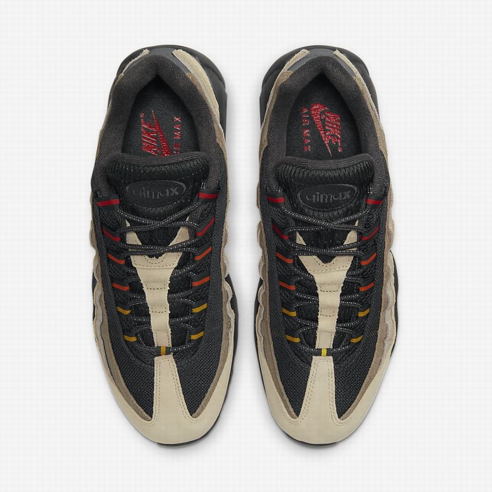 Nike Air Max 95 Férfi Utcai Cipő Barna Szürke Világos Zöld Piros | NI5796-Y58